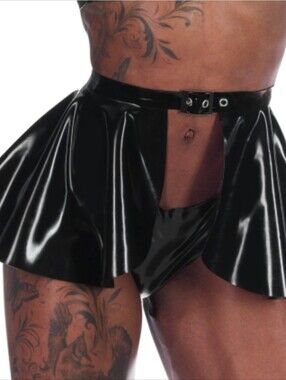 Boulevard Peplum Skirt Libidex Black Latex Belt Skirt